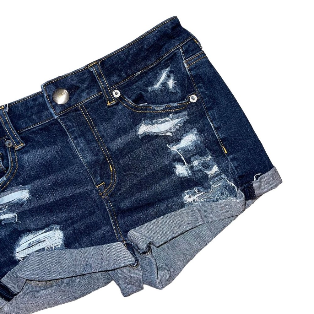 American Eagle Distressed Womens Shorts 4 HiRise Shortie 360 Super Stretch Booty - Picture 3 of 7